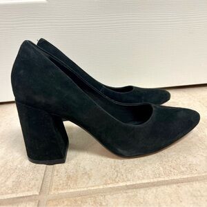 NWT CLARKS Laina85 Court Womens Pump Black Suede US Size 8.5M Preppy minimalist